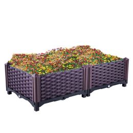 Raised Plastic Garden Beds; 15Ã—15Ã—9 Inches Square Garden Planter Planter Box Kit; Set Of 2 Raised Garden Beds For Indoor/Outdoor