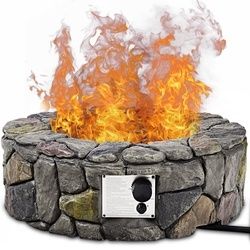 28" Propane Gas Fire Pit Outdoor Finish Lava Rocks Cover