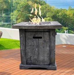 Santiago Wood Look Outdoor Gas Fire Pit