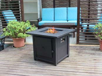 Upland 30&rdquo; Slat Top Gas Fire Pit Table-Brown