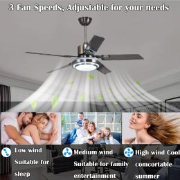 52 inch ceiling fan with light, Indoor Ceiling Fan Light Fixtures With Remote Control, Outdoor Ceiling Fans For Patios With Light (5-Blades)