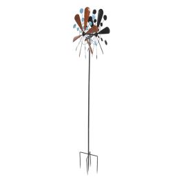 Wrought Iron Windmill Copper Leaf Blue Dots Construction-Outdoor Yard Lawn & Garden  YJ