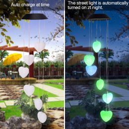 Love Style Wind Chimes Lights Outdoor Color-Changing Waterproof Mobile Romantic Led Solar Powered