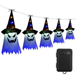 Halloween Ghost Witch Hat Hanging Light Lantern 11.6ft Outdoor String Decorative Light Patio Yard Garden Indoor Light