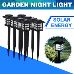 8Pack LED Solar Power Pathway Lights Landscape Garden Cold White Light