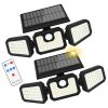 2 Pack 210 LED Solar Outdoor Lights 3 Heads Solar Lights IP65 Waterproof Solar Motion Sensor Lights With Remote Control For Patio;  Yard;  Garden