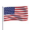 vidaXL US Flag and Pole Aluminum 19.7'