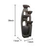 39 Inches 5-Tier Outdoor Water Fountain - Modern Resin Floor-Standing Fountain with Warm LED Illuminated Waterfall for Patio Garden Yard