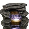 40 inch Rockery Shower Outdoor Water Fountain with LED Lights for Home&amp;Office