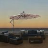 10 FT Solar LED Patio Outdoor Umbrella Hanging Cantilever Umbrella Offset Umbrella Easy Open Adustment with 32 LED Lights-Dark Taupe