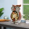 Garden Statue Owl Figurines; Solar Powered Resin Animal Sculpture with 5 Led Lights for Patio; Lawn;  Garden Decor