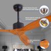 Remote Control 52&rdquo; Wood Ceiling Fan Outdoor Ceiling Fan Without Light for Patio Moisture-proof Farmhouse Ceiling fan for Living Room Bedroom Kit