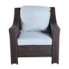 Outdoor Patio Garden Wicker Club Chair with Cushions; Set of 2; Light Blue