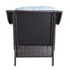 Outdoor Patio Garden Wicker Club Chair with Cushions; Set of 2; Light Blue