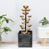 Metal Water Fountain Floor-Standing Water Fountain for Indoor/Outdoor Art Decor