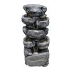 Stacked Rock Fountain with LED Lights - Outdoor Water Fountains Cascading Floor Water Feature Art Decor for Garden; Pation; Deck; Porch