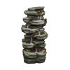 5-Tier Rock Water Fountain with LED Rockery Cascading Outdoor Waterfall Fountain