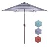 Outdoor Patio 8.7-Feet Market Table Umbrella with Push Button Tilt and Crank; Blue White Stripes With 24 LED Lights[Umbrella Base is not Included]