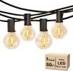 50FT LED G40 Outdoor Patio String Lights Shatterproof Globe String Lights With 50 And 2 Dimmable Edison Bulbs