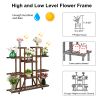 4-Layer Wooden Flower Stands Rolling Flower Plant Display Shelf Storage Rack Ladder Stand Rack Corner Plant Stand Living Room Balcony Patio Yard Outdo