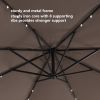 10 FT Solar LED Patio Outdoor Umbrella Hanging Cantilever Umbrella Offset Umbrella Easy Open Adustment with 32 LED Lights-Dark Taupe