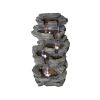 24inches Rock Outdoor Waterfall Fountain with LED Lights for Garden Decor