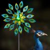 37.5*5*131cm Iron Peacock Display Shape Rotatable Courtyard European Windmill Colorful