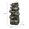 5-Tier Rock Water Fountain with LED Rockery Cascading Outdoor Waterfall Fountain