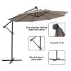 10 FT Solar LED Patio Outdoor Umbrella Hanging Cantilever Umbrella Offset Umbrella Easy Open Adustment with 32 LED Lights-Dark Taupe