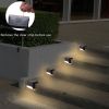 4X Black Solar Step Light 200MAH Battery Waterproof IP65 Smart Light Control Outdoor Fence Light 1.2V 0.2W Warm White Light