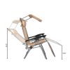 Zero Gravity Lounge Chair with Awning Leisure Chair Khaki