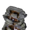 Outdoor Water Fountain Rock Waterfall Fountain &amp; Backyard Water Feature with LED