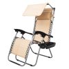 Zero Gravity Lounge Chair with Awning Leisure Chair Khaki