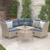 Outdoor Patio 4-Piece All Weather PE Wicker Rattan Sofa Set with Adjustable Backs for Backyard;  Poolside;  Gray