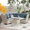 Outdoor Patio 4-Piece All Weather PE Wicker Rattan Sofa Set with Adjustable Backs for Backyard;  Poolside;  Gray