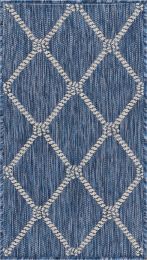 Home Decor Indoor/Outdoor Accent Rug Natural Stylish Classic Pattern Design (Color: Navy|White, Size: 1'10" X 3'0")