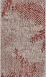 Home Decor Indoor/Outdoor Accent Rug Touch Of Palm Accent Rug (Color: Red | Beige, Size: 1'10" X 3'0")