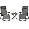 Pool Garden Patio Portable Zero Gravity Folding Reclining Lounge Chairs Table 3 Pieces Set