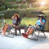 Folding Recliner Lounge Chair with Shade Canopy Cup Holder