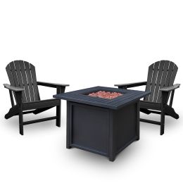 HDPE Adirondack Set with Fire Pit (Option: Gas Fire Pit)