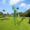 8FT Weather Resistant Yard Garden Windmill Red