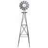 8FT Weather Resistant Yard Garden Windmill Gray & Red