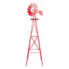 8FT Weather Resistant Yard Garden Windmill Red