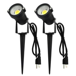 1/2 Pack Outdoor White Landscape LED Spot COB Lights 5W 110V Waterproof IP65 (Quantity: 2 Pack)