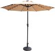 9 Ft Market Outdoor Aluminum Table Umbrella with Solar LED Led lights and Push Button Tilt