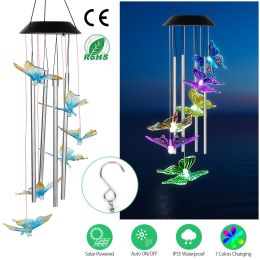 Solar Wind Chime Lights Butterfly Lamp 7 Color Changing String Lights (Option: Butterfly)