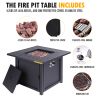 50,000 BTU Square 28 Inch/30inch  Outdoor Gas Fire Pit TableGas Firepits with Lava Rocks & Water-Proof Cover XH