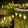 12 Pcs LED Stainless Steel Outdoor Garden Solar Lights for Pathway Walkway Patio Yard Lawn Cool White XH