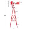 8FT Weather Resistant Yard Garden Windmill Red