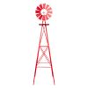 8FT Weather Resistant Yard Garden Windmill Red